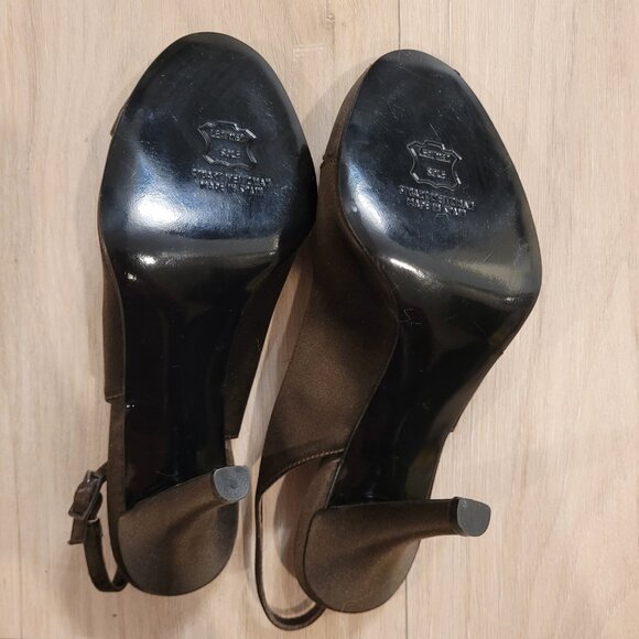 STUART WEITZMAN | Satin Slingback Open Toe Heels | Sz. 7.5 - Picture 7 of 10